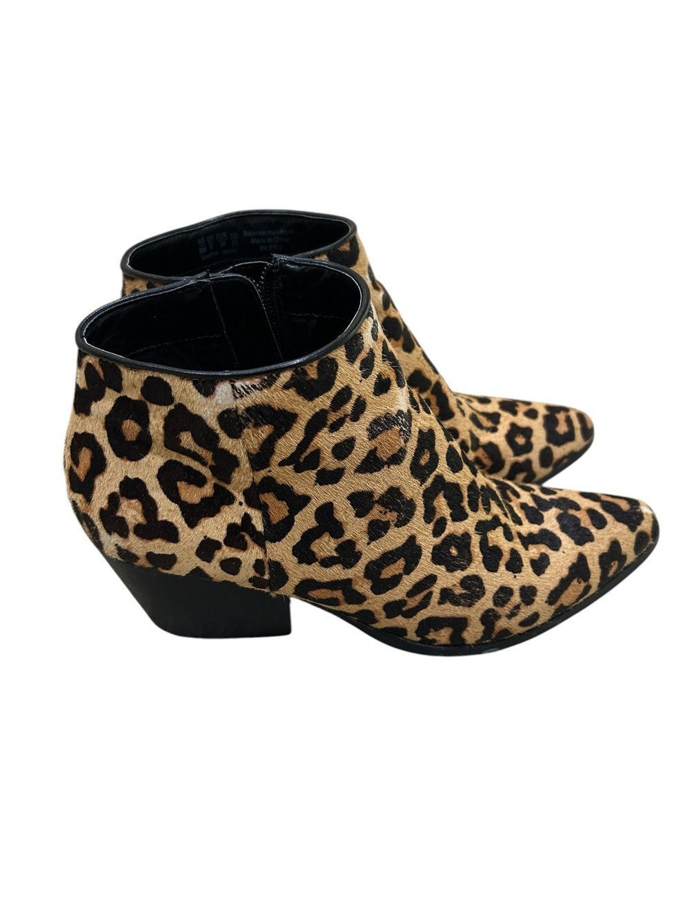 Bleecker & bond Riley animal Leopard Print cow hair Pointed Toe Ankle Boots 8